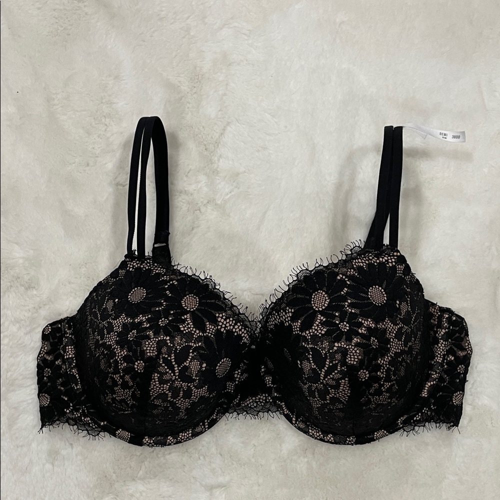 Aerie Black Floral Lace Bra